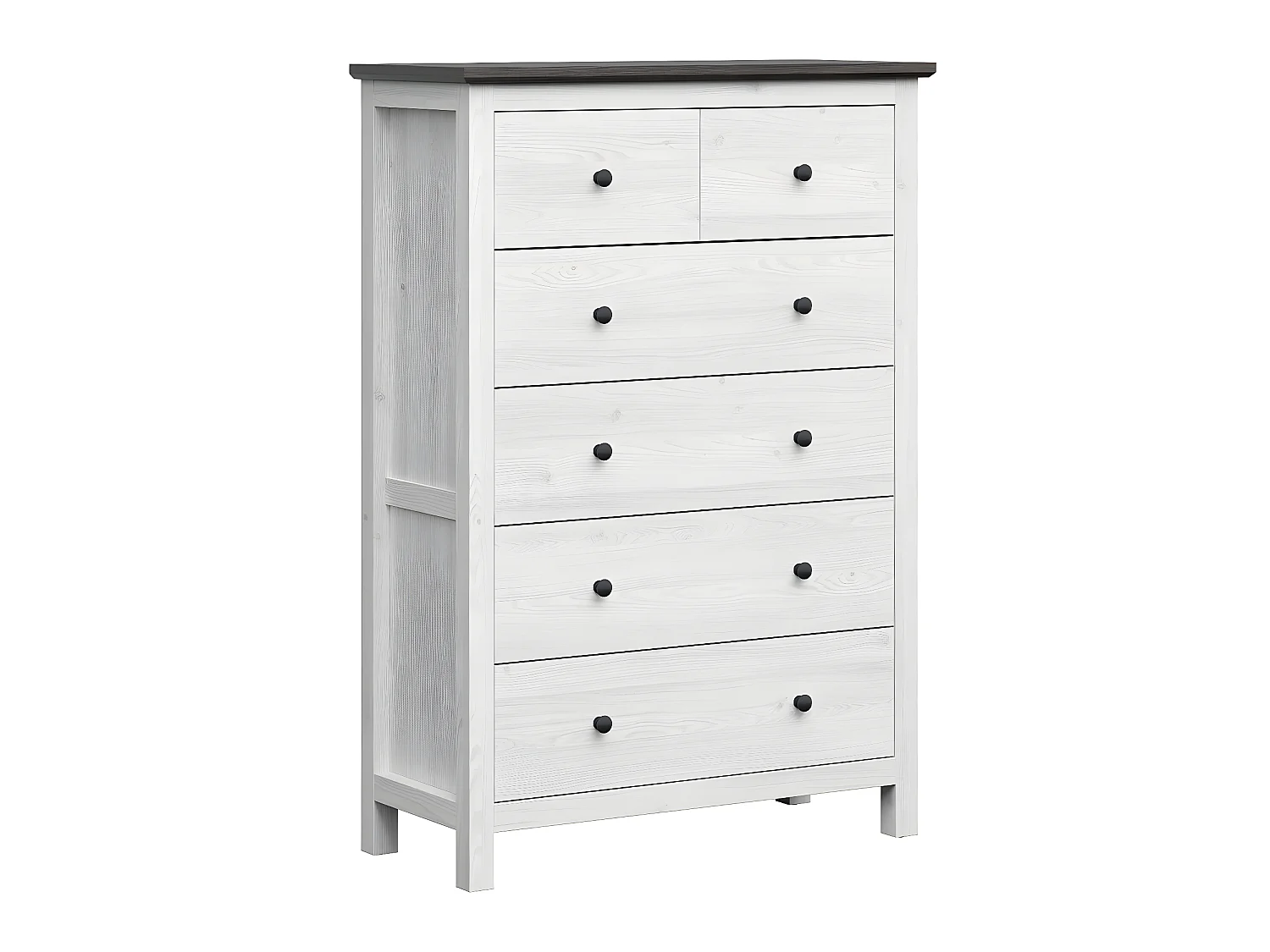 Cómoda 6 cajones Duck Blanco y Madera oscura