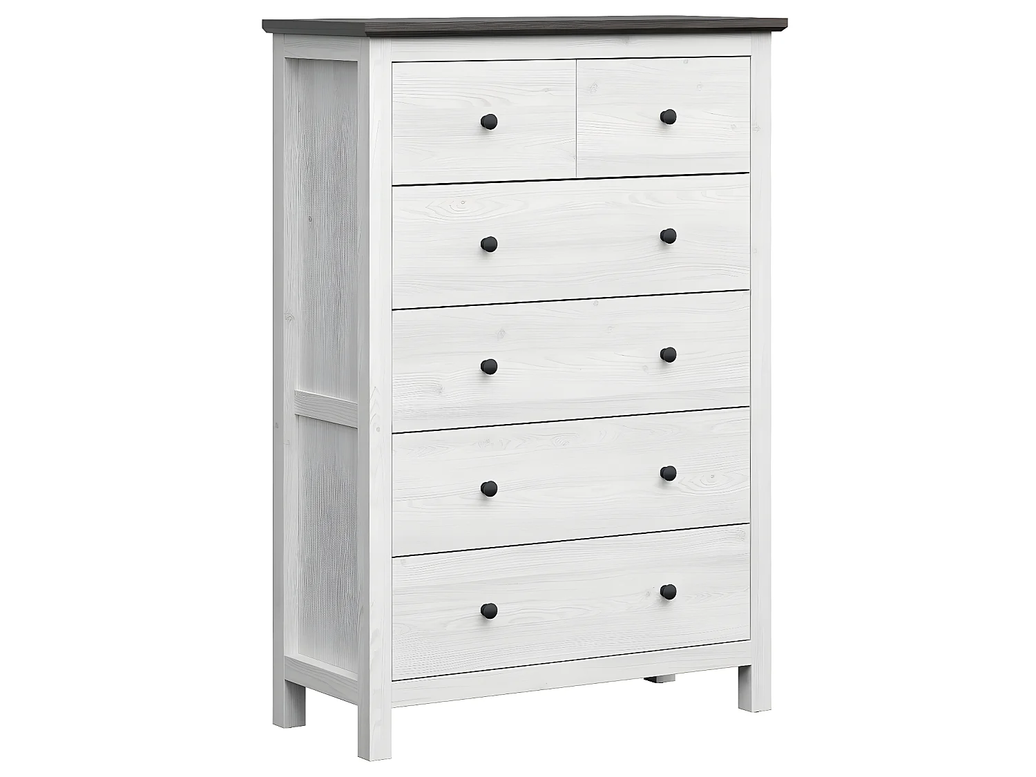 Commode 6 tiroirs Duck Blanc et Bois foncé