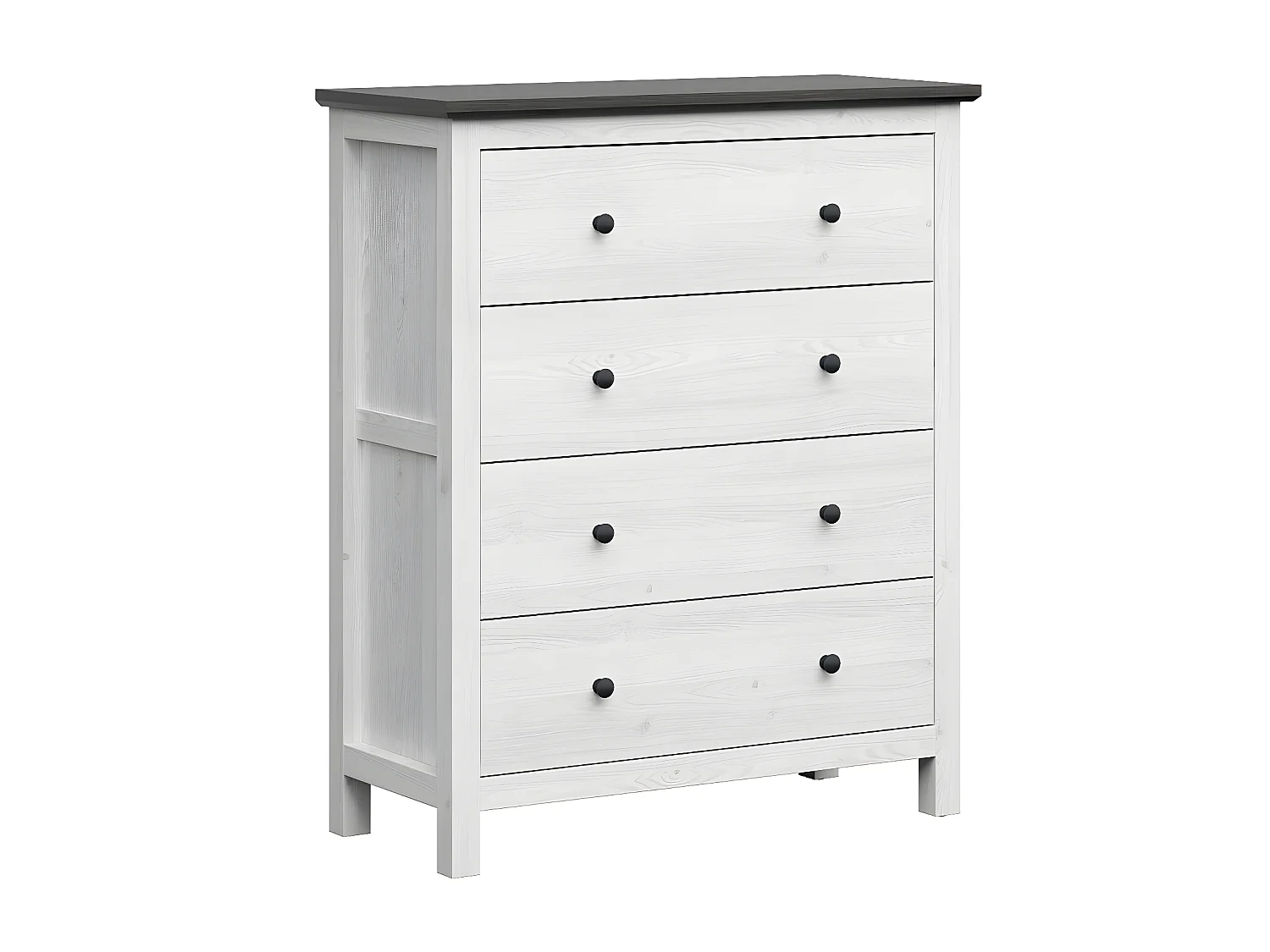 Commode 4 tiroirs Duck Blanc et Bois foncé