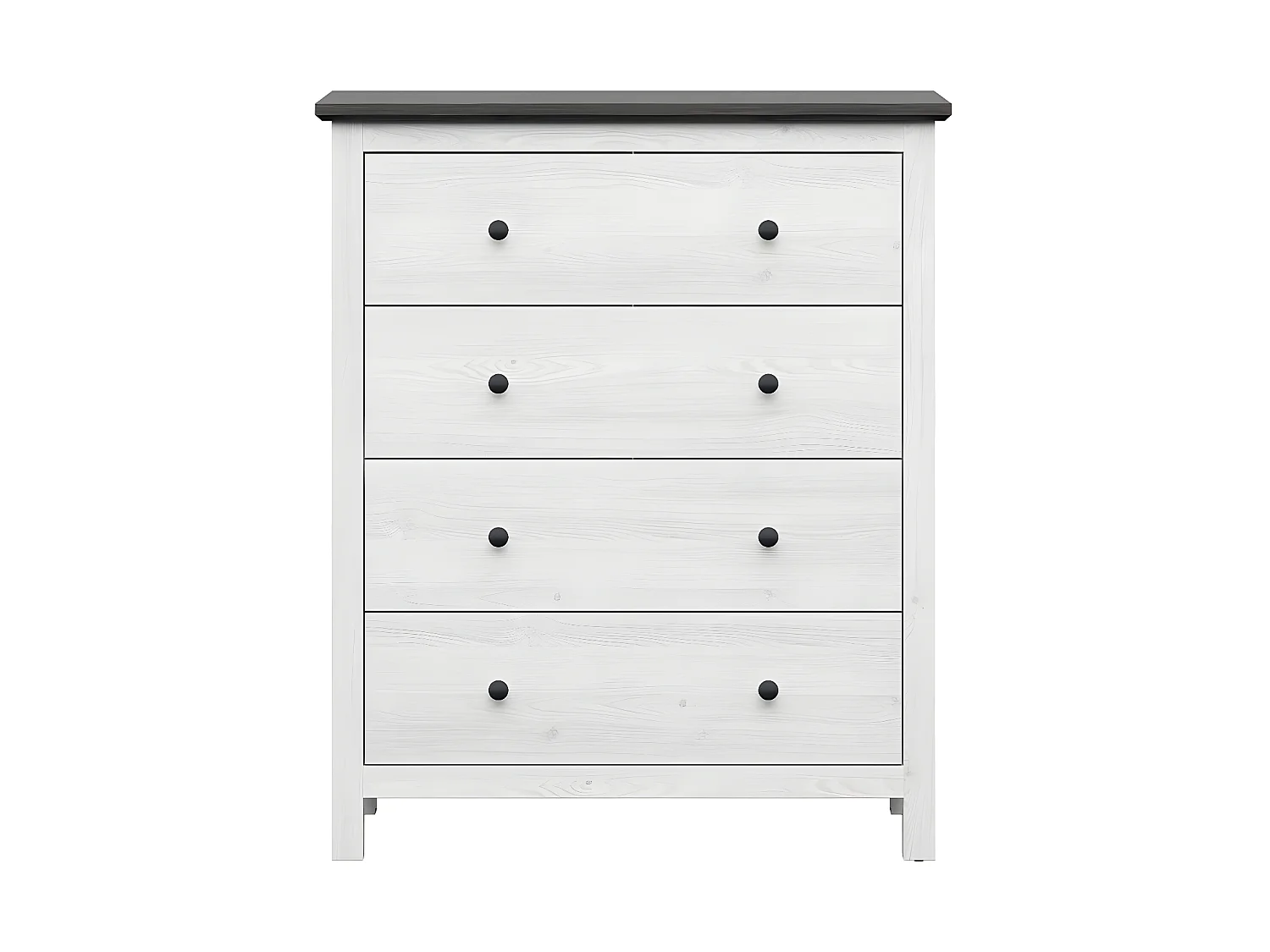 Commode 4 tiroirs Duck Blanc et Bois foncé