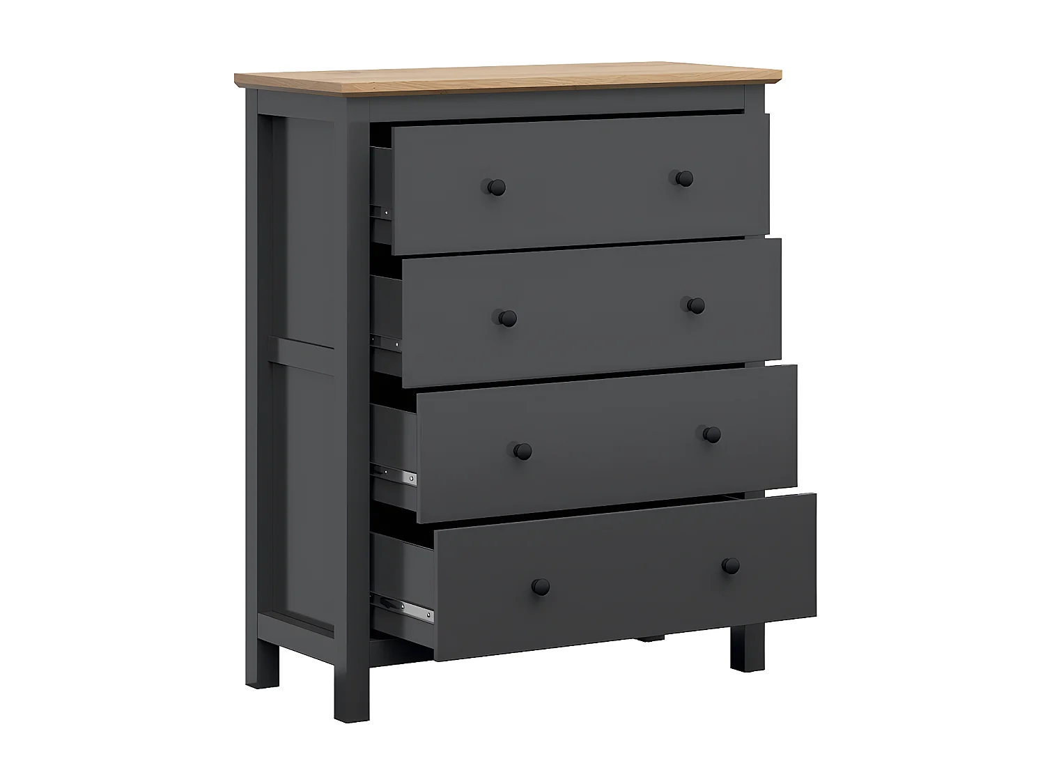 Duck 4-ladekast Houtskoolgrijs en hout