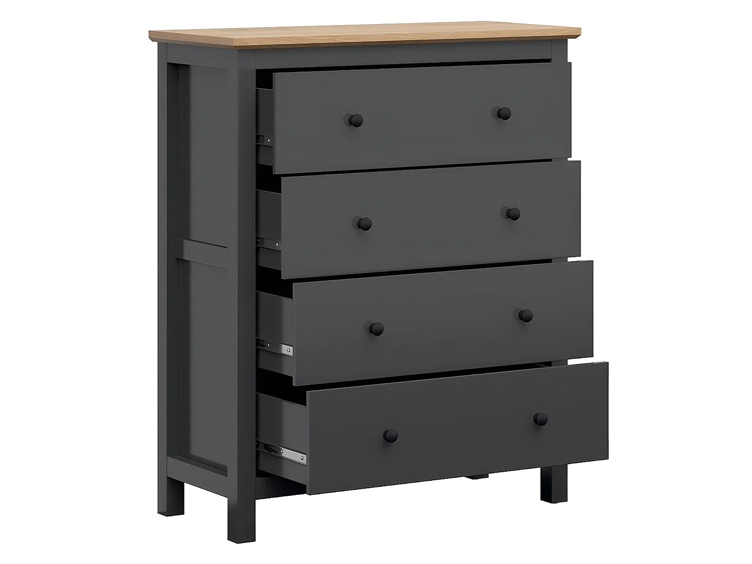 Duck 4-ladekast Houtskoolgrijs en hout