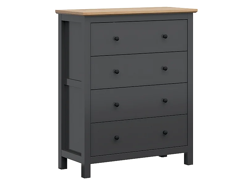 Commode 4 tiroirs Duck Gris anthracite et Bois