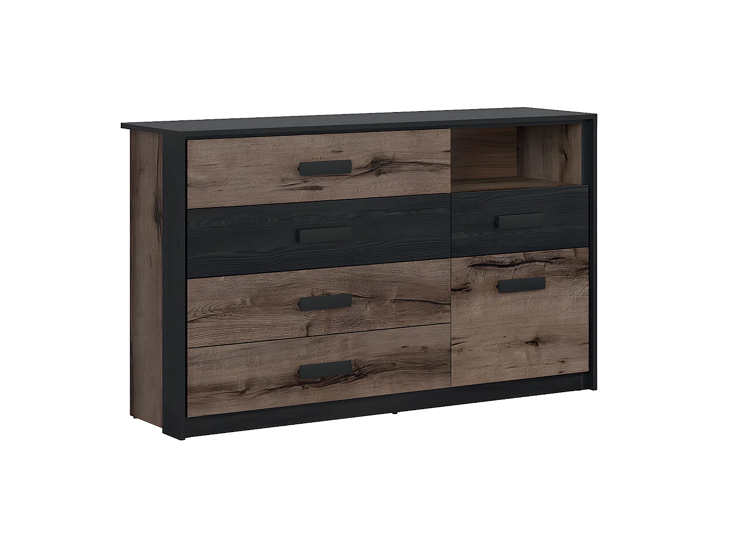 Commode 5 tiroirs 1 porte Romane Bois