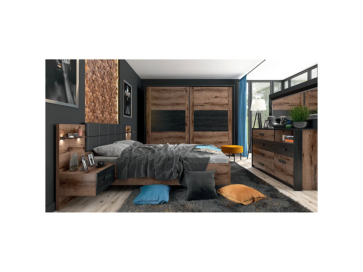 Kommode mit 5 Schubladen 1 Tür Romane Holz