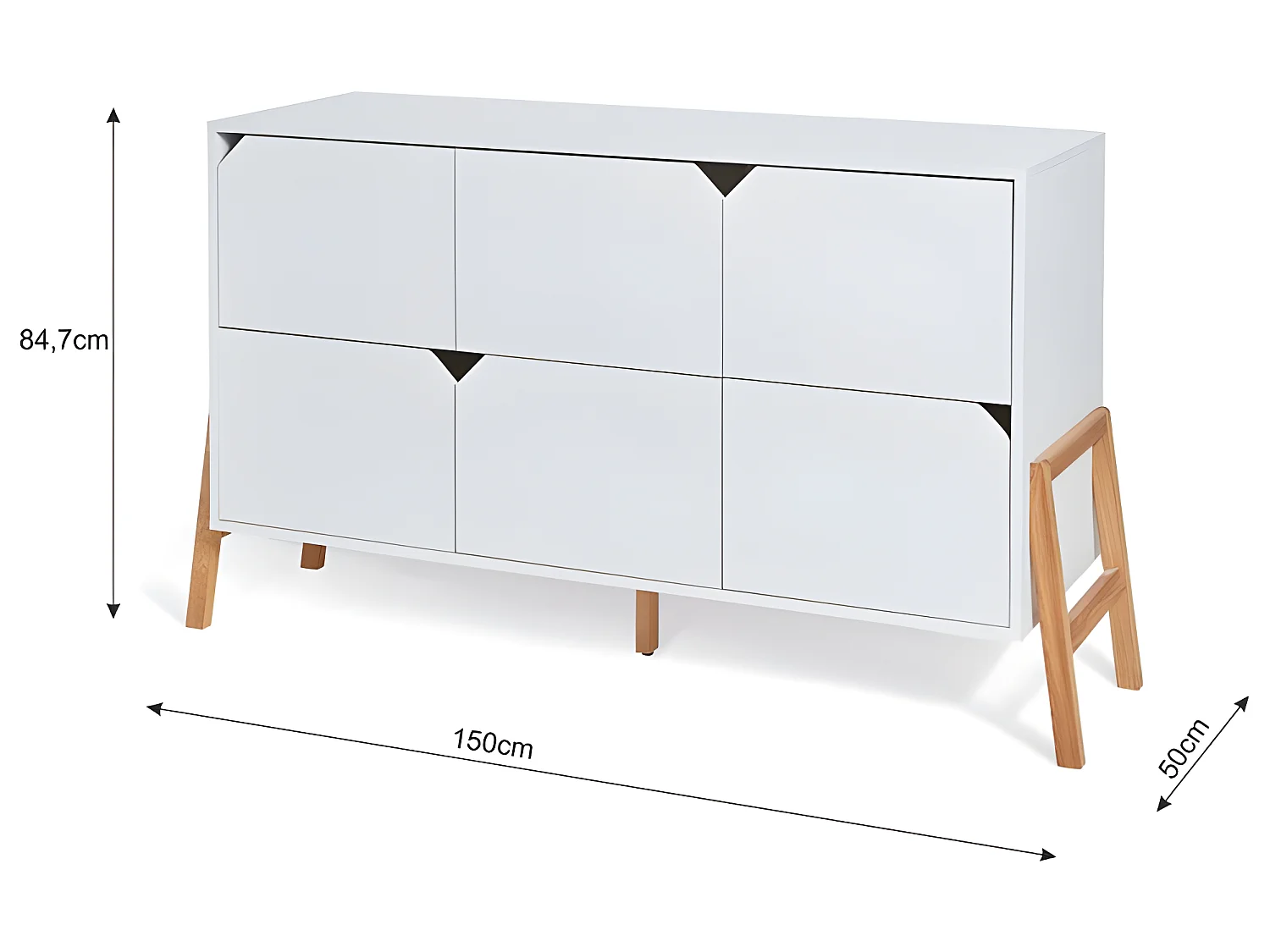 Commode 6 tiroirs Lotta Blanc