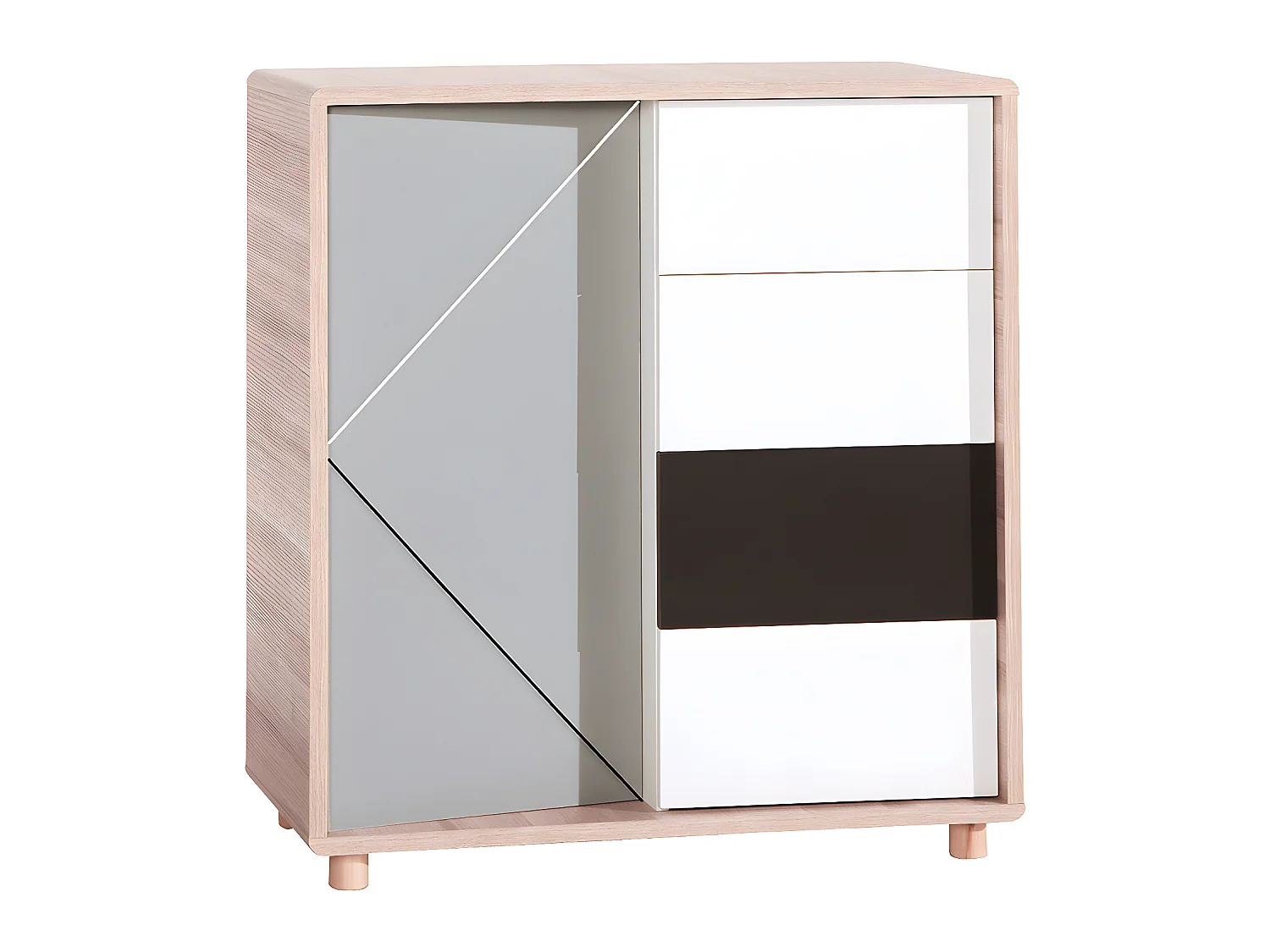 Commode Evolve Bois Blanc et Noir