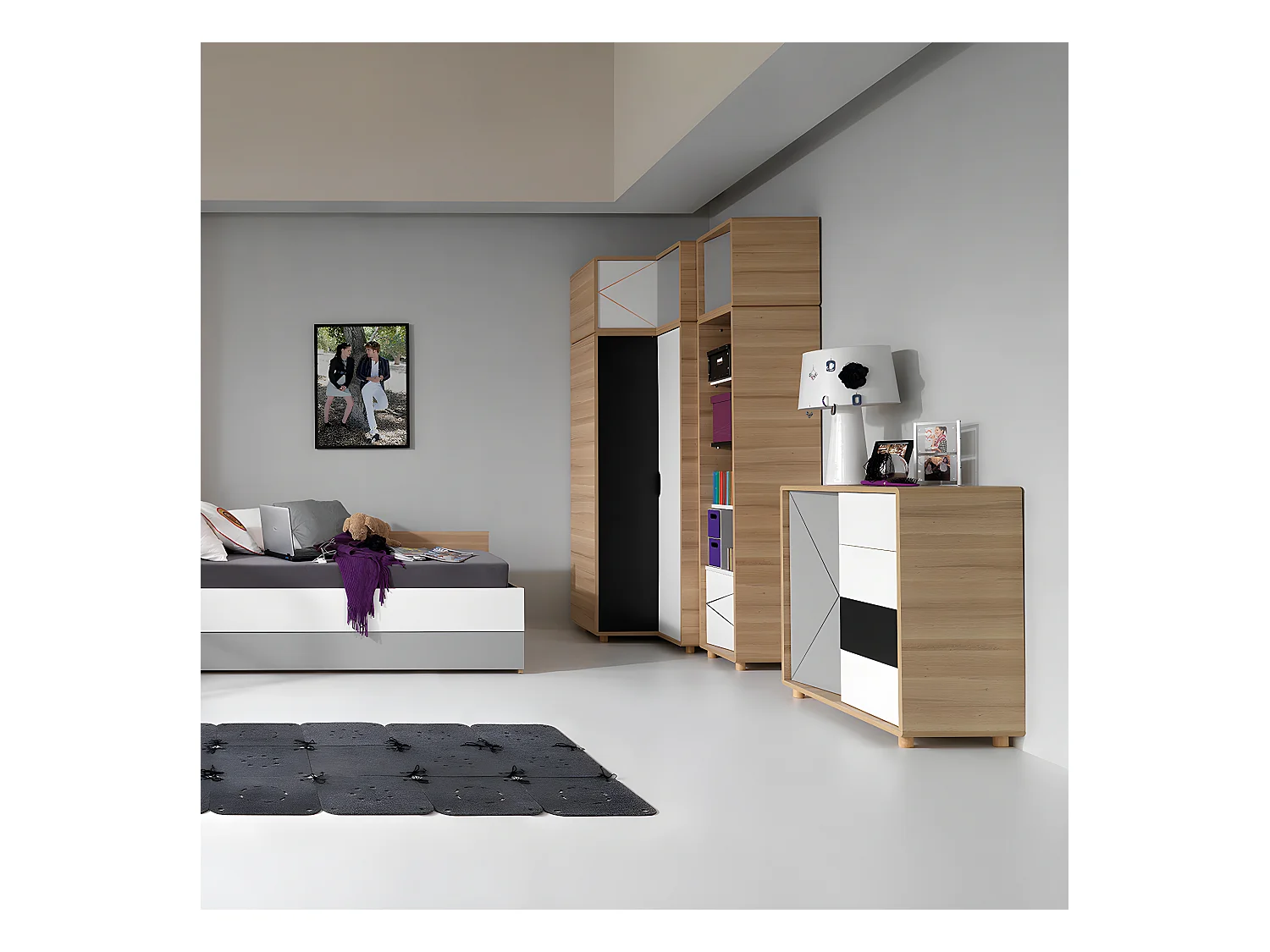 Commode Evolve Bois Blanc et Noir