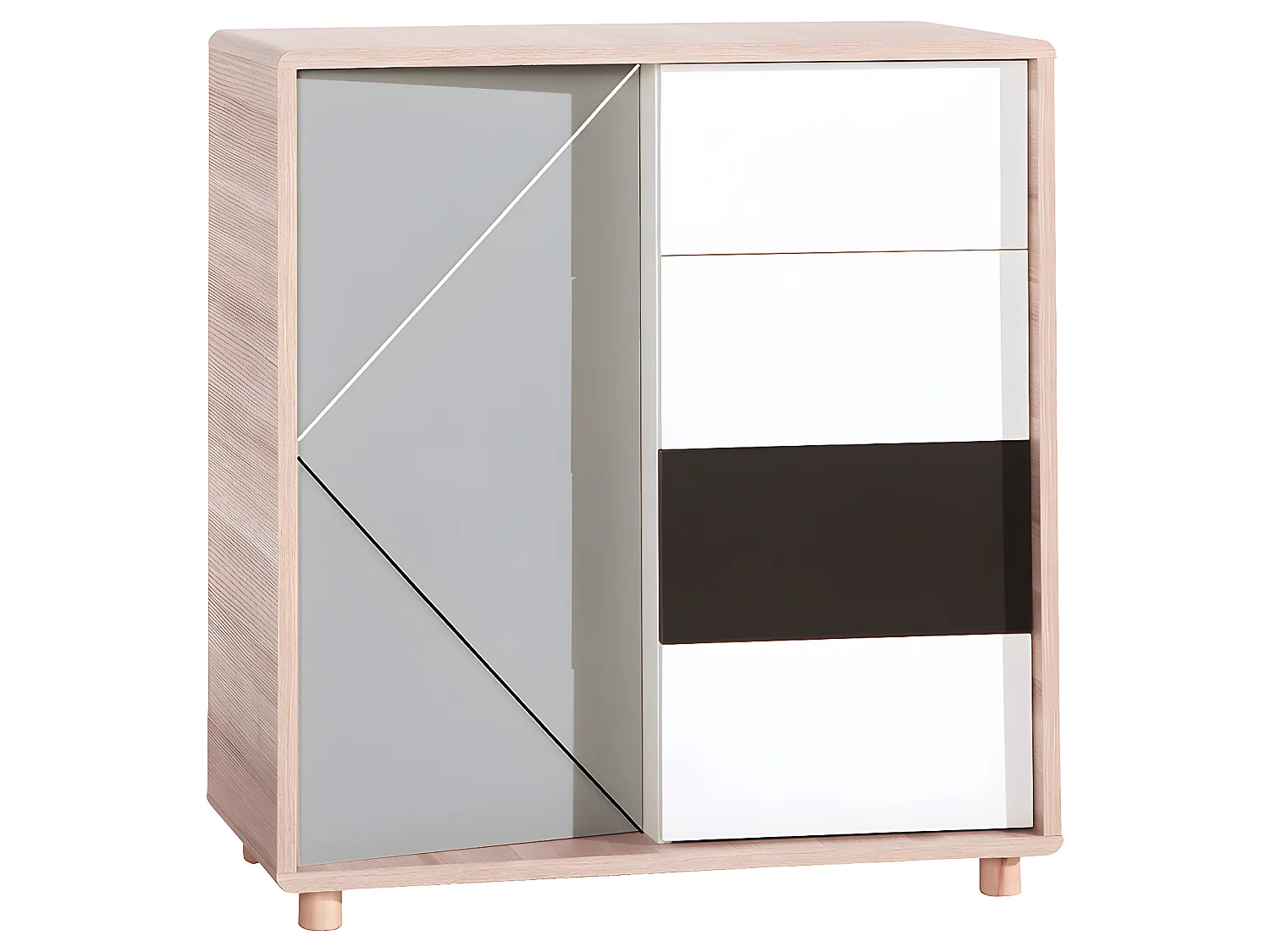 Commode Evolve Bois Blanc et Noir