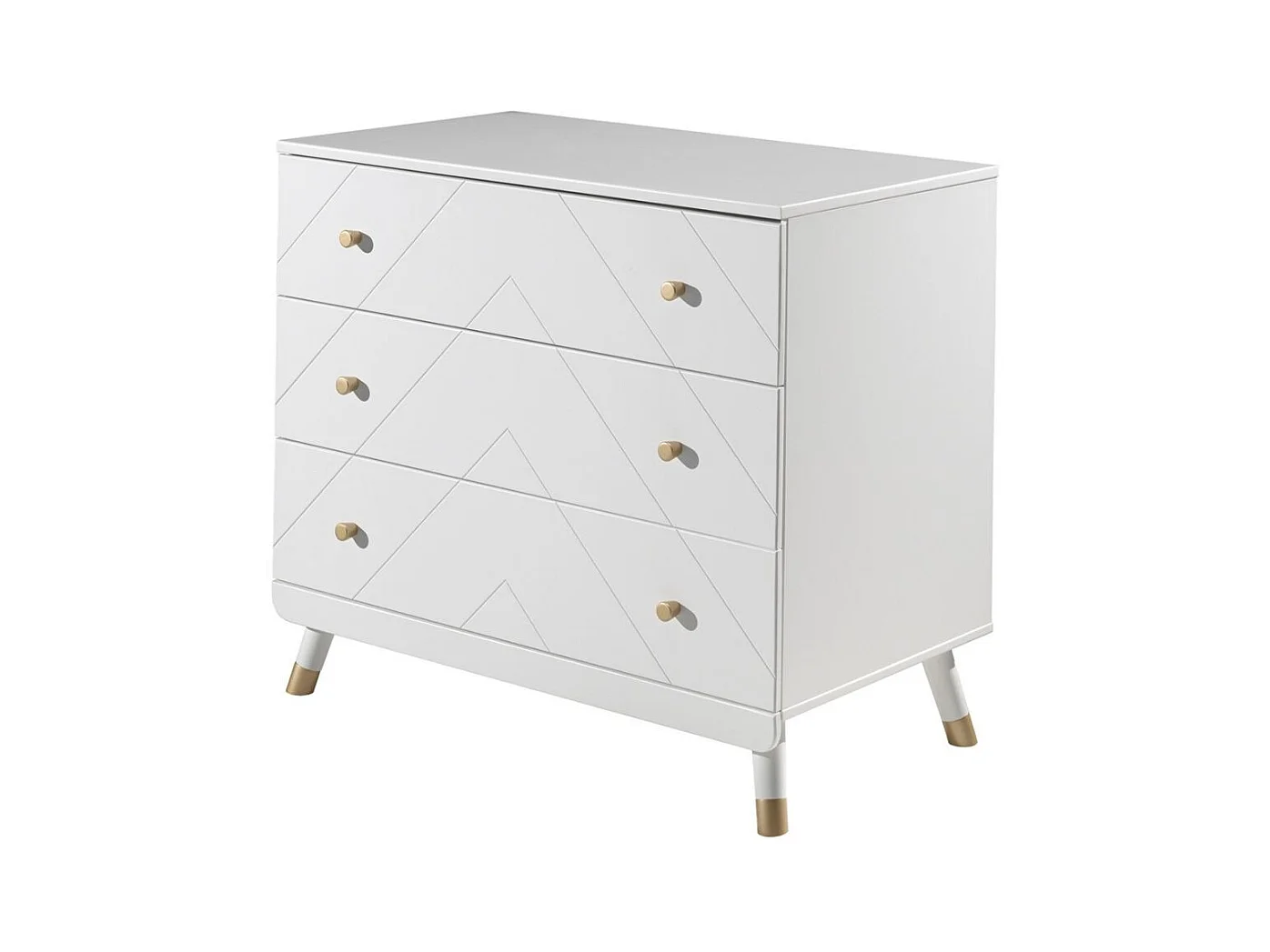 Cómoda Funy de 3 cajones en madera blanca satinada