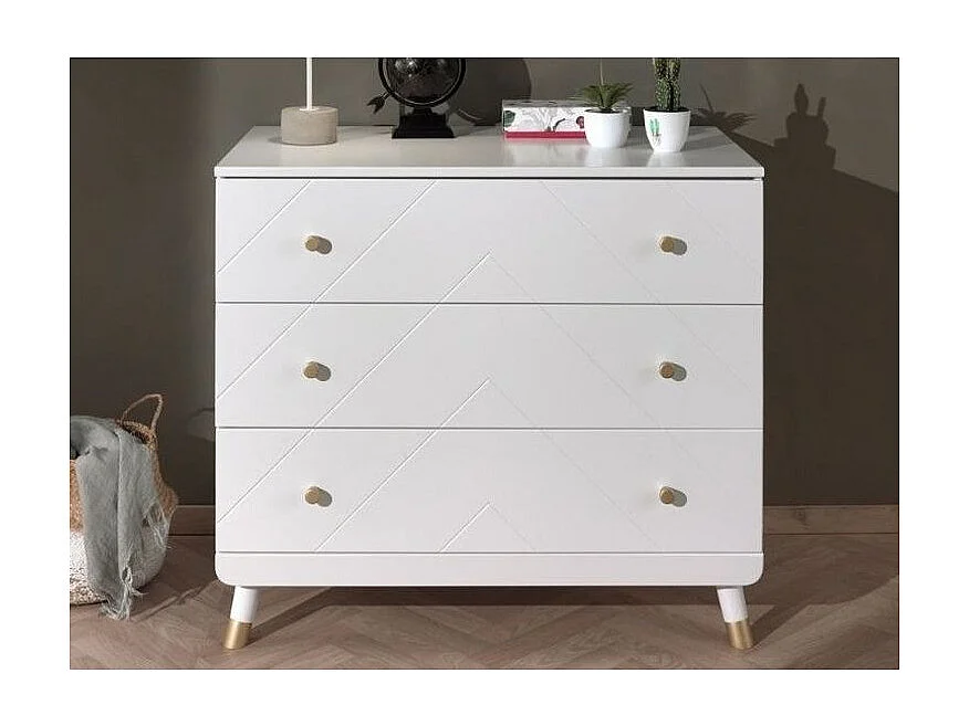 Commode Enfant 3 Tiroirs "Billy" 100cm Blanc