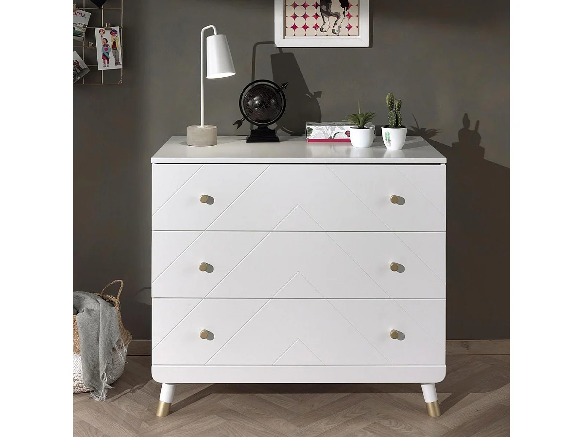 Commode Enfant 3 Tiroirs "Billy" 100cm Blanc