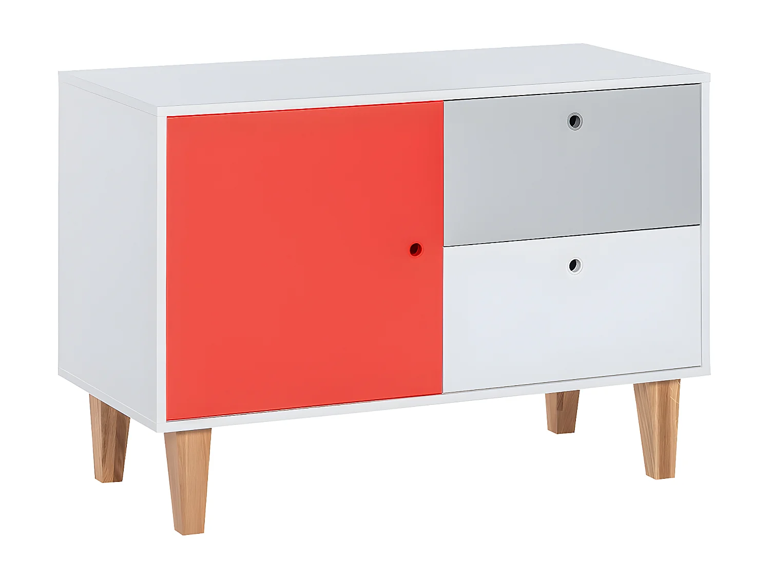 Commode basse 1 porte 2 tiroirs Concept Rouge