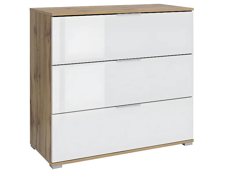 Cassettiera 3 cassetti Selma bianco e marrone 86cm