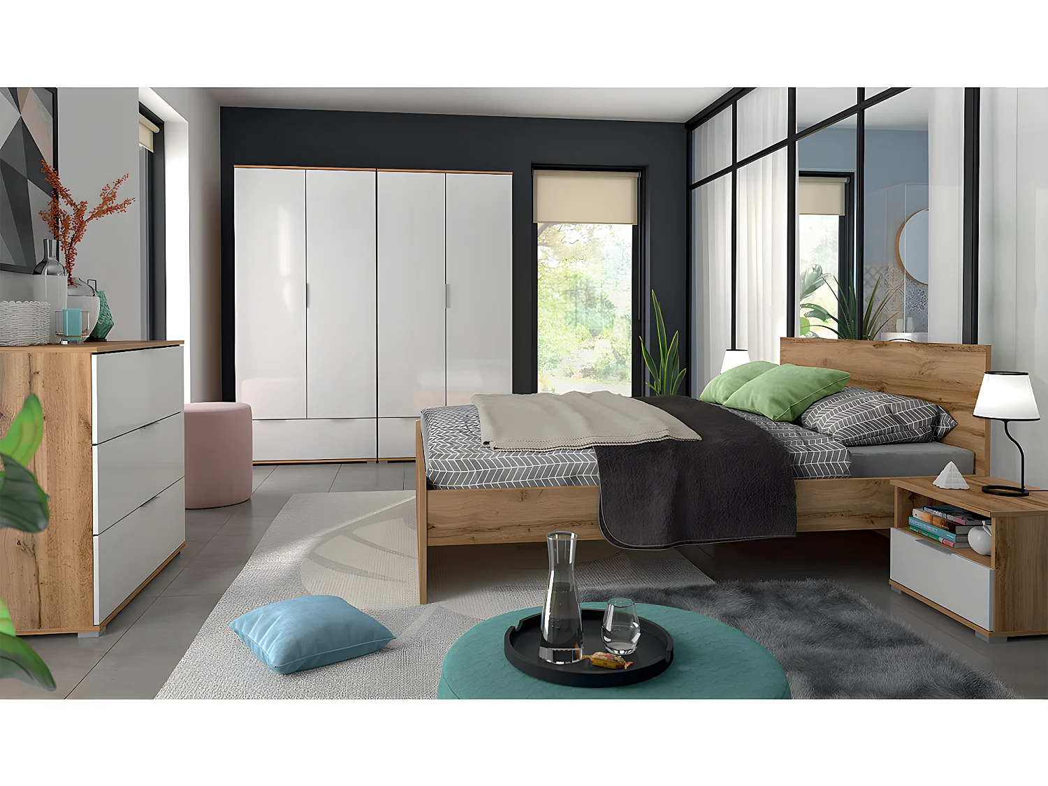 Commode 3 tiroirs Selma Blanc et Blanc