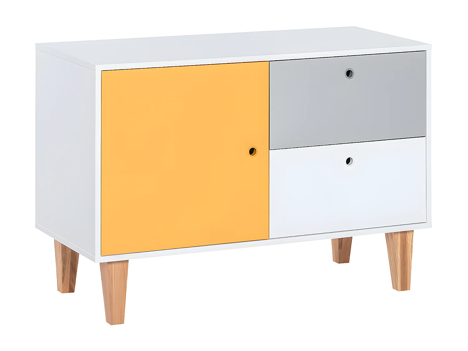 Commode basse 1 porte 2 tiroirs Concept Jaune