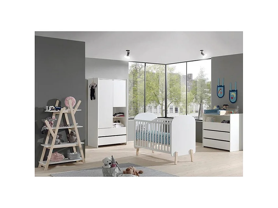 Kiddy kinderladekast 3 laden 1 nis in wit gelakt hout