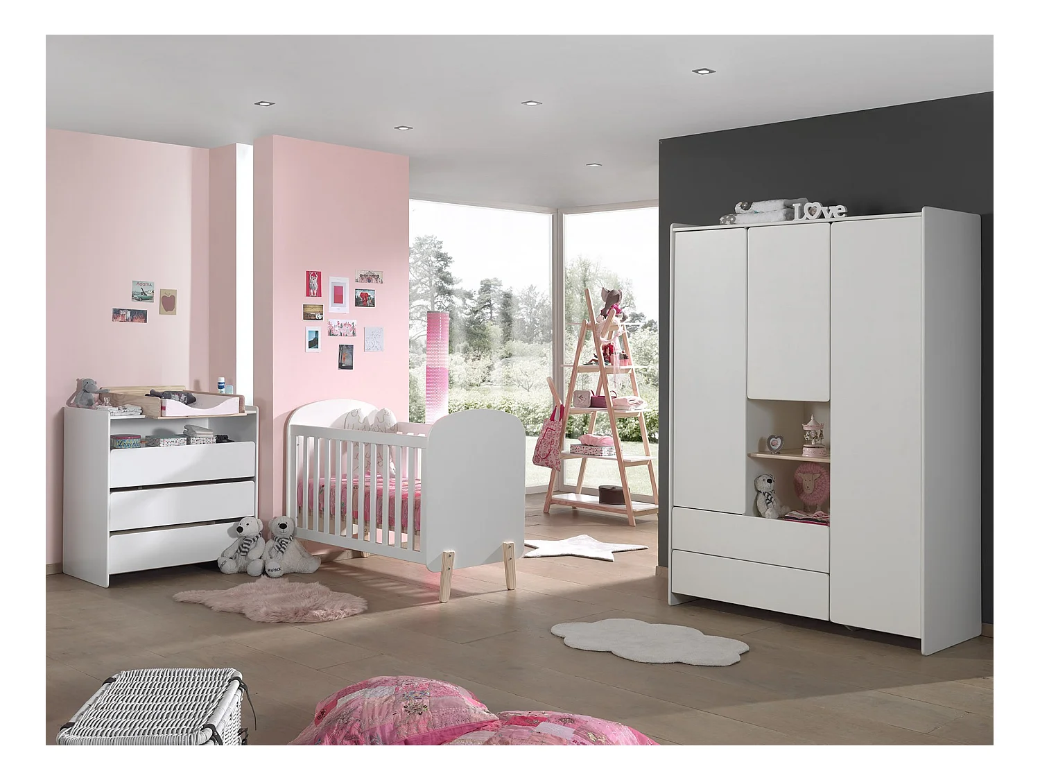 Kiddy kinderladekast 3 laden 1 nis in wit gelakt hout