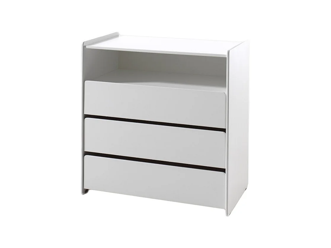 Commode 3 Tiroirs & 1 Niche "Kiddy" 90cm Blanc