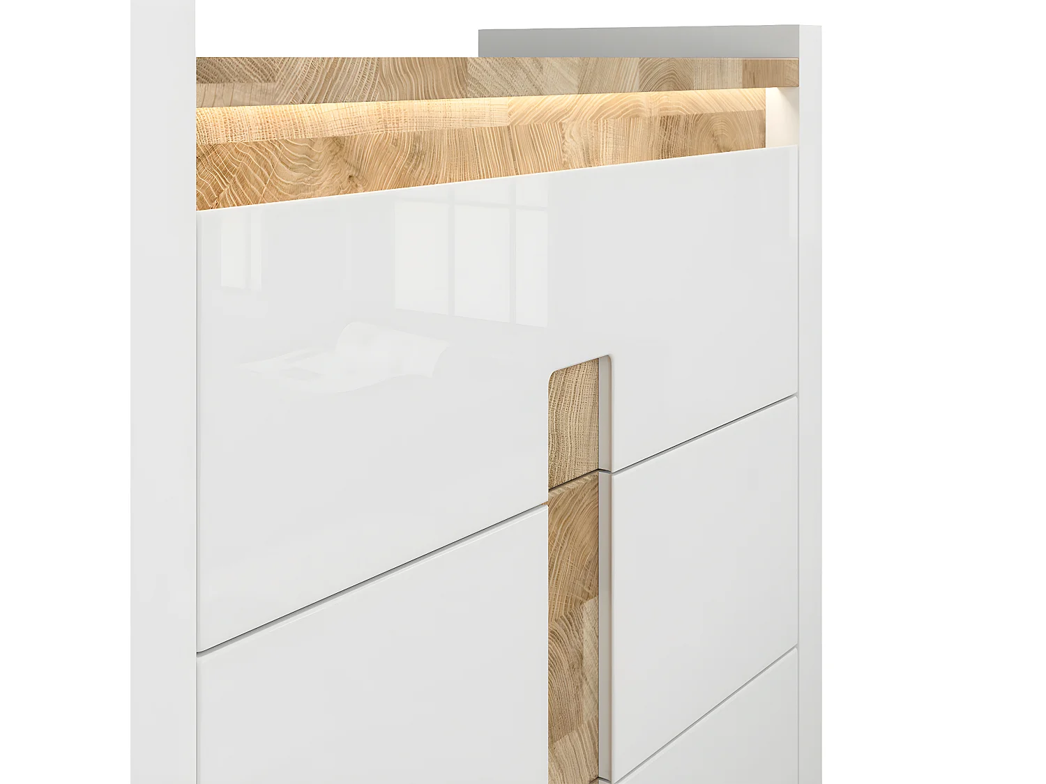 Commode 3 tiroirs avec LED Helios Blanc laqué et Bois