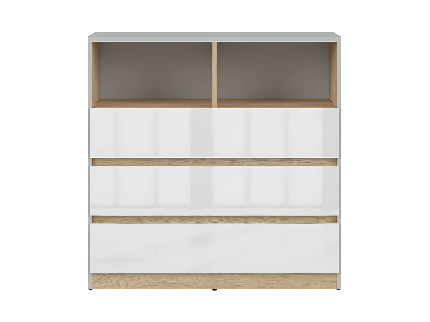 Commode met 3 laden 2 popnissen Grijs en wit