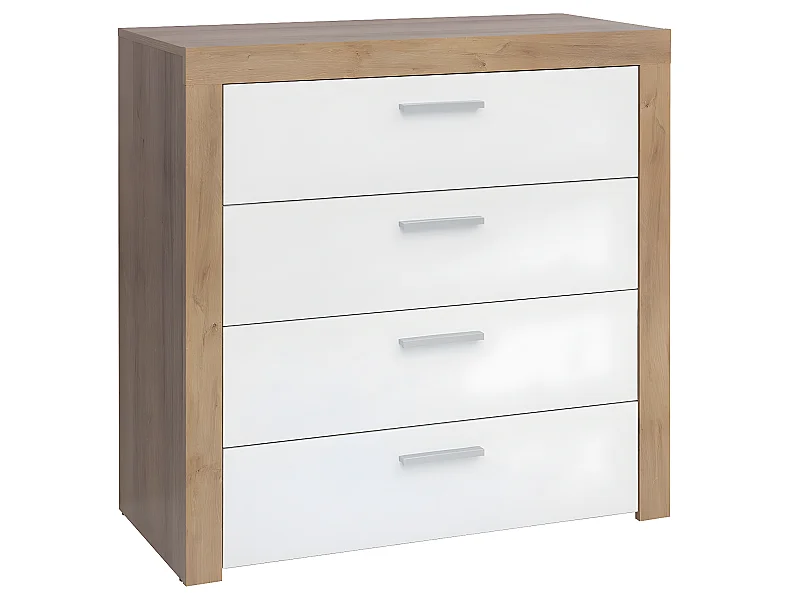 Commode 4 tiroirs Nora Blanc et Bois