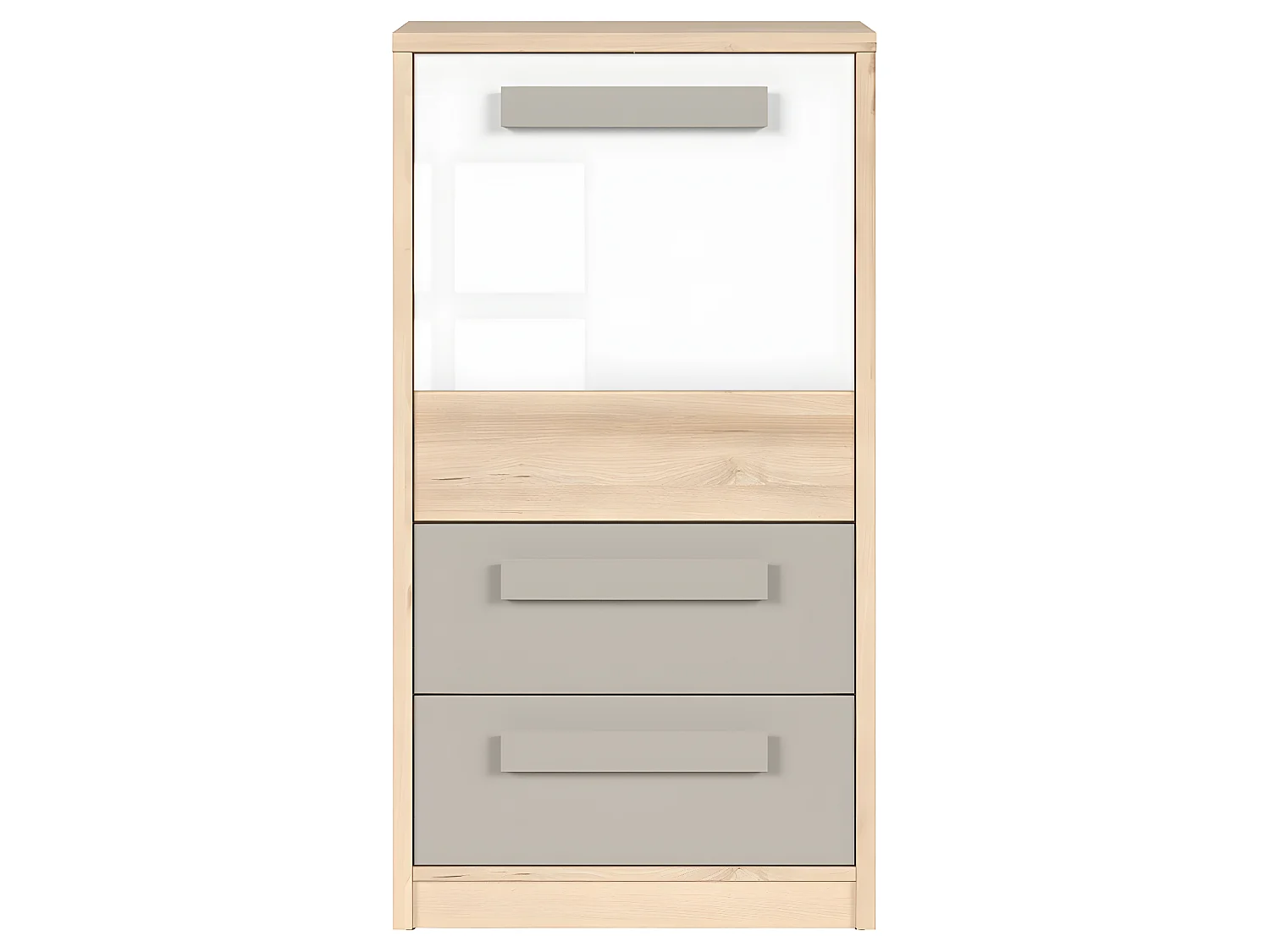 Stella 1-deurs commode met 2 laden Grijs en Wit Hout