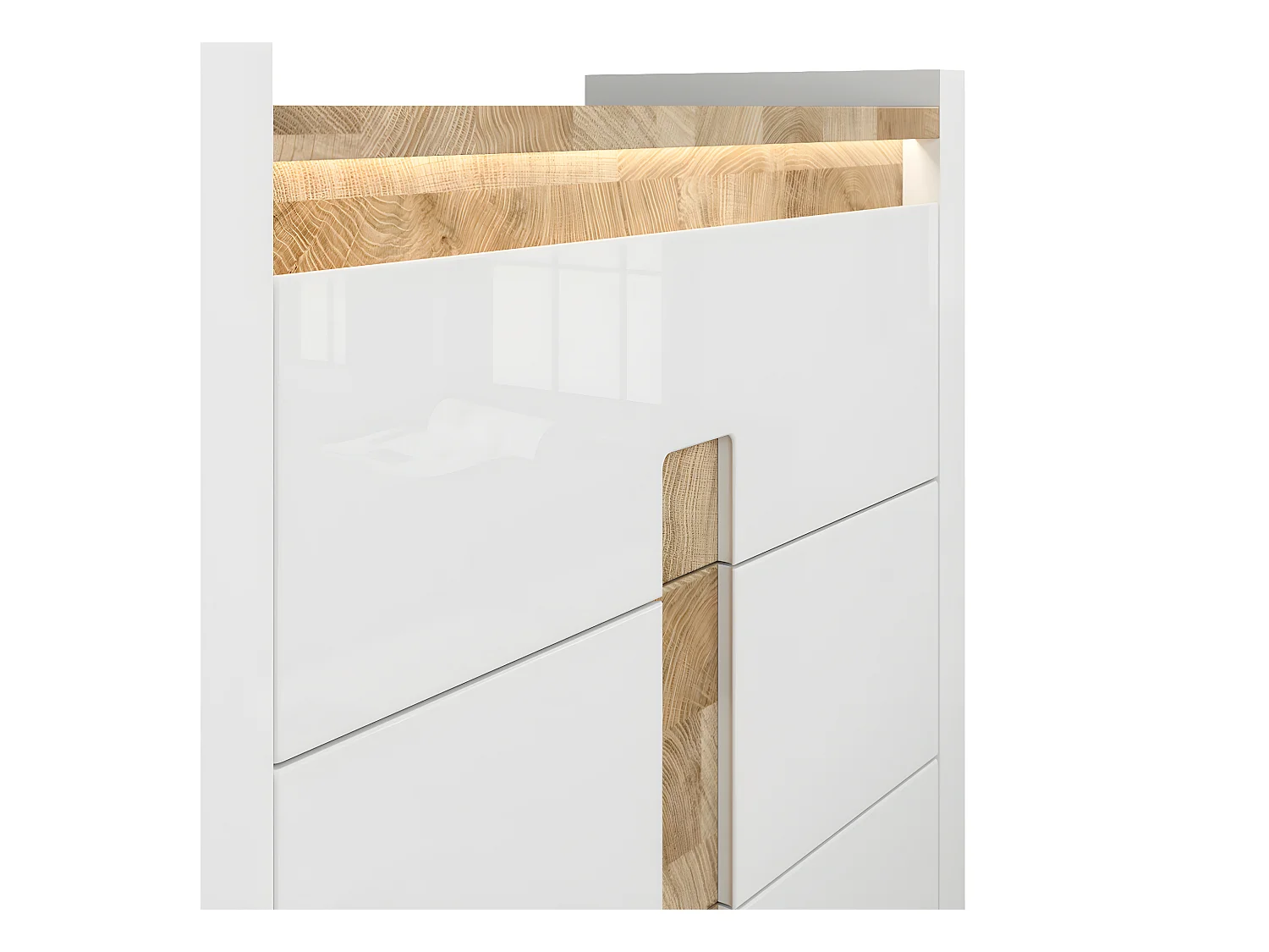 Helios commode met 4 laden, LED wit gelakt en hout