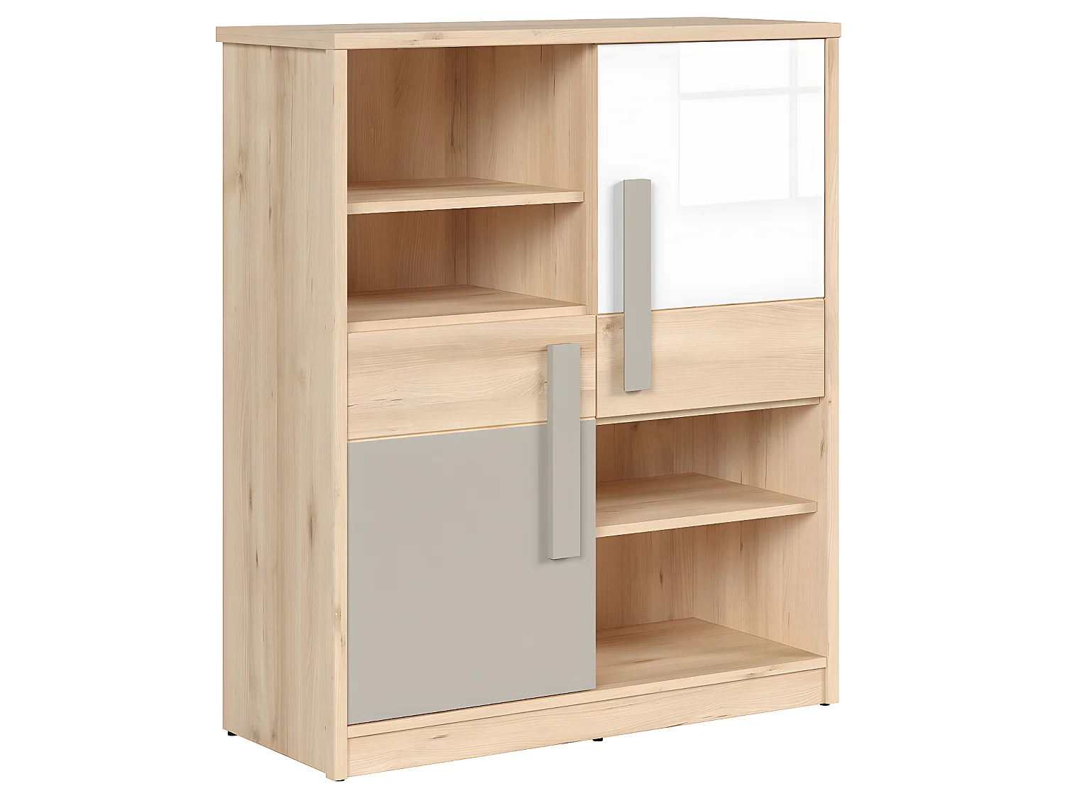 Commode 2 portes Stella Bois Gris et Blanc