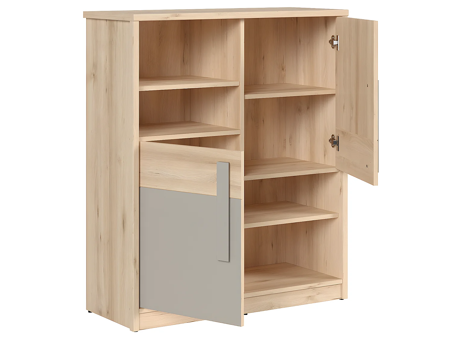 Commode 2 portes Stella Bois Gris et Blanc