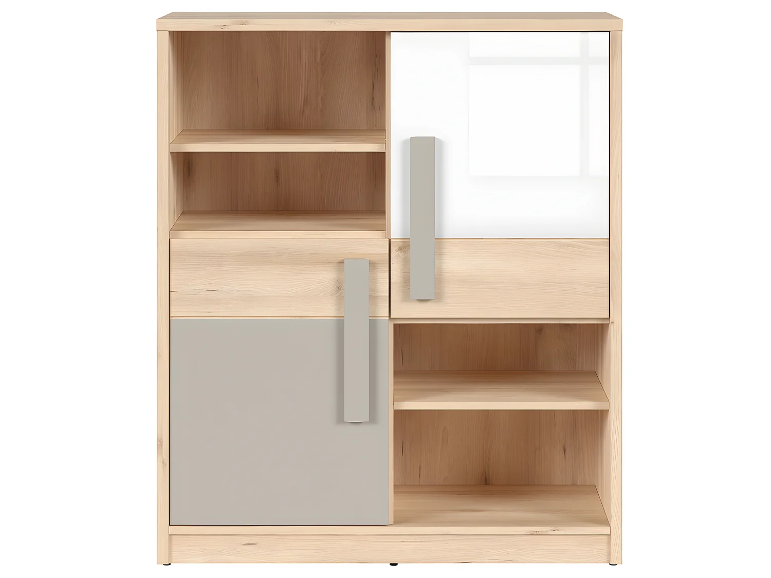 Commode 2 portes Stella Bois Gris et Blanc