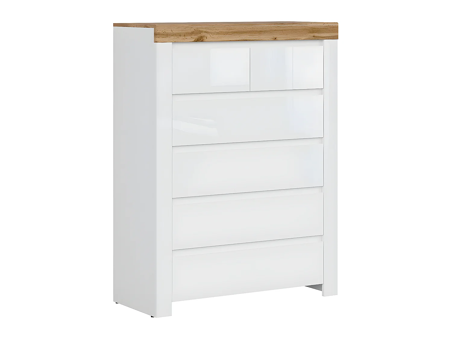 Commode 6 tiroirs Hella Blanc et Bois