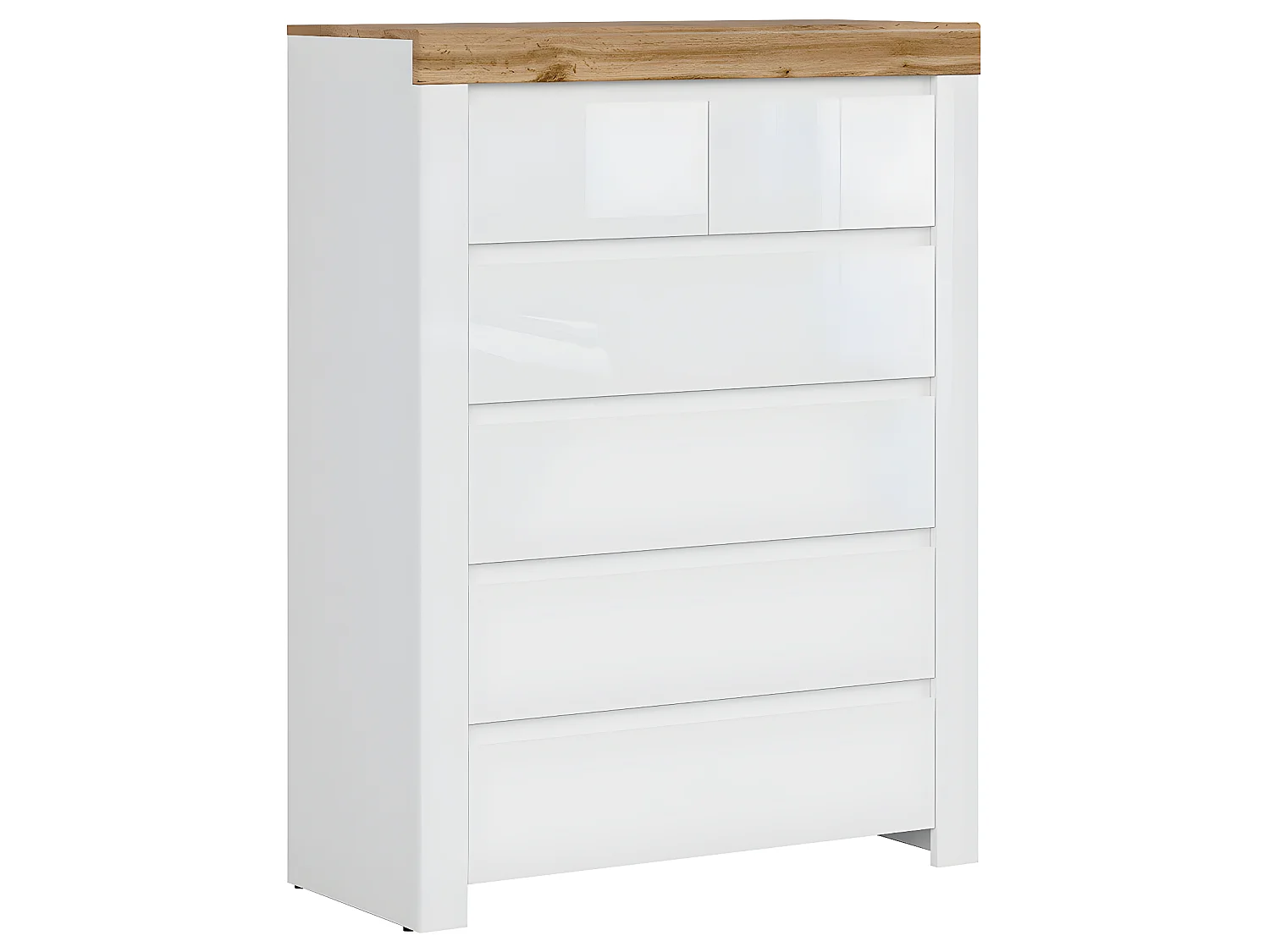 Commode 6 tiroirs Hella Blanc et Bois