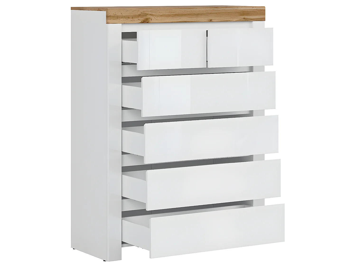 Commode 6 tiroirs Hella Blanc et Bois