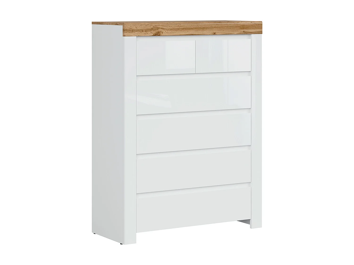 Cómoda Hella branco e madeira 130cm