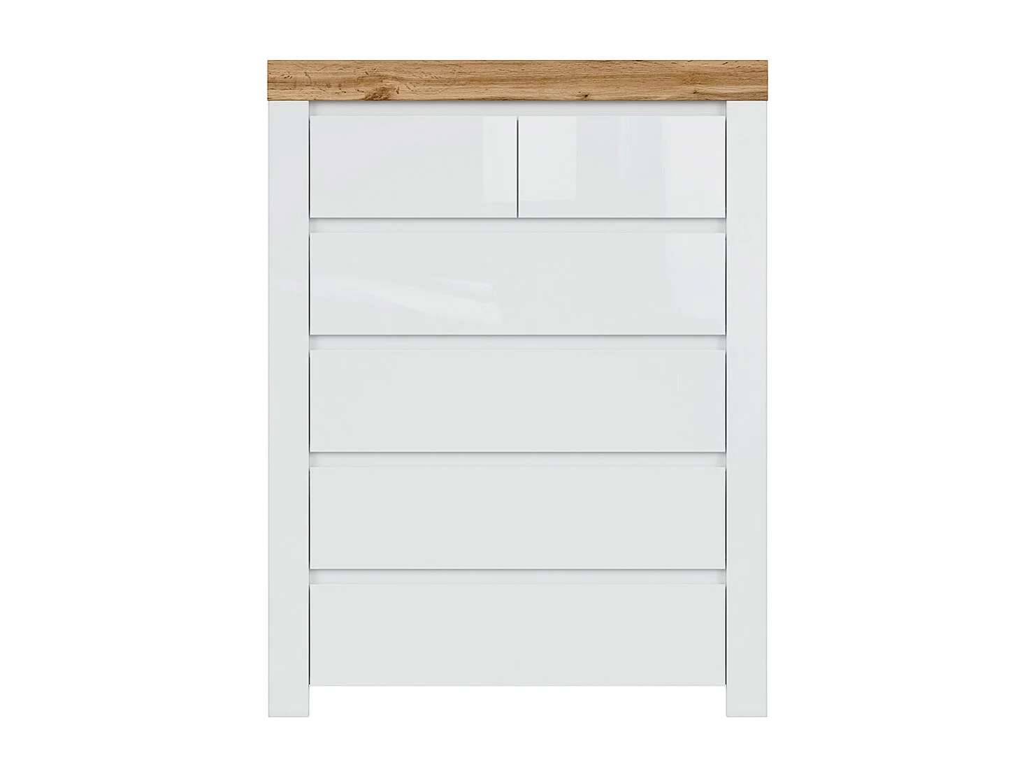 Cómoda Hella branco e madeira 130cm