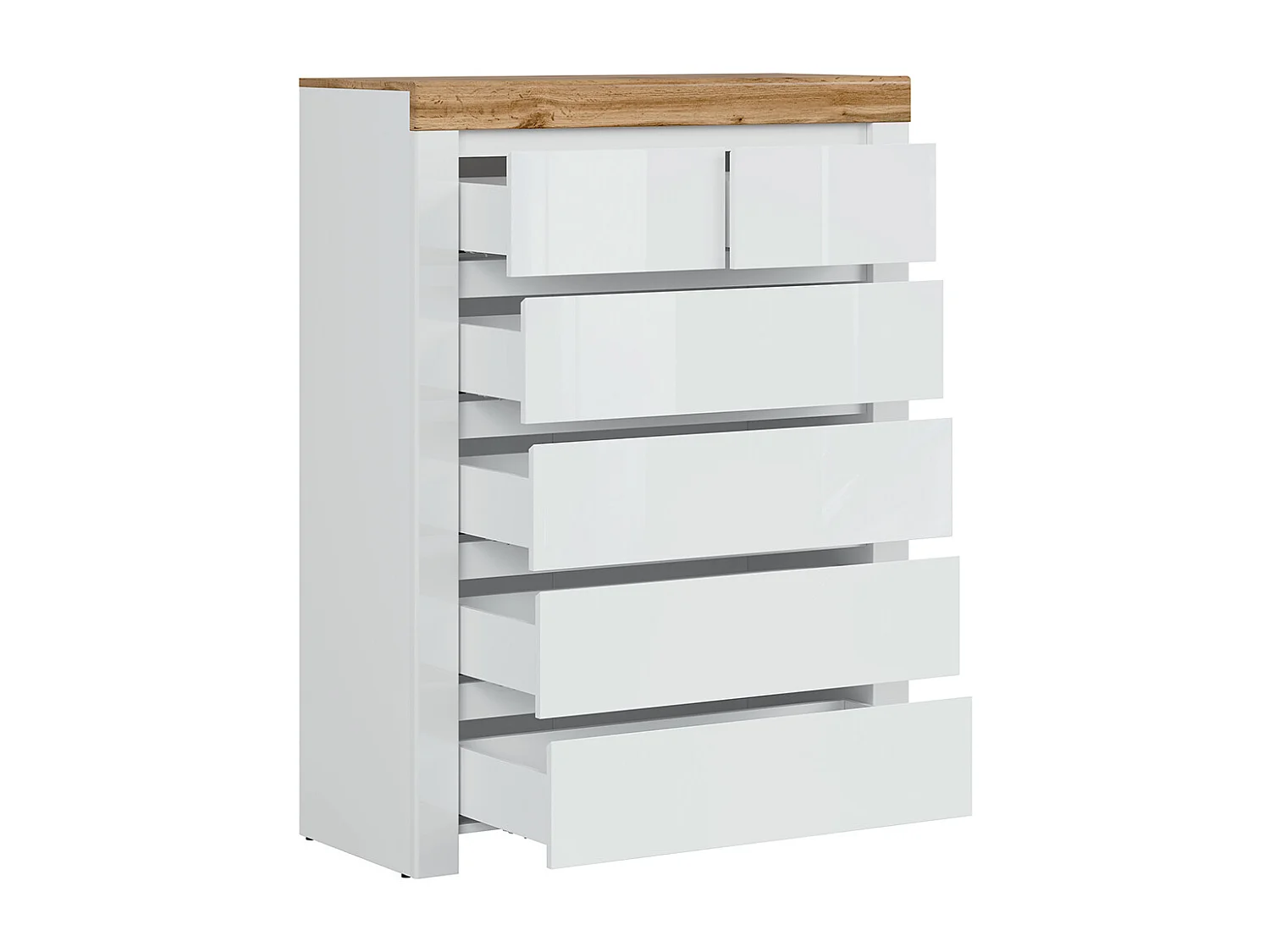 Cómoda Hella branco e madeira 130cm