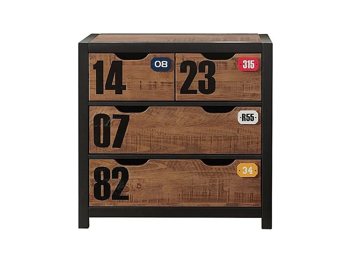 Commode 3 Tiroirs "Alex" 83cm Marron & Noir