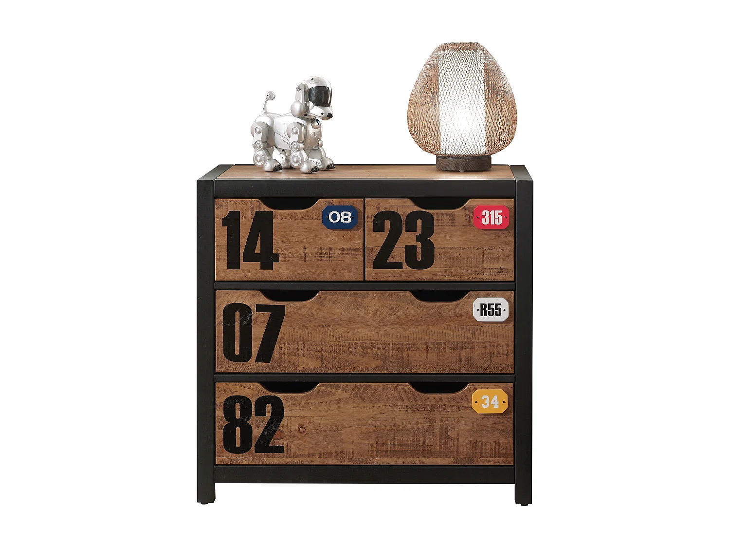 Commode 3 Tiroirs "Alex" 83cm Marron & Noir