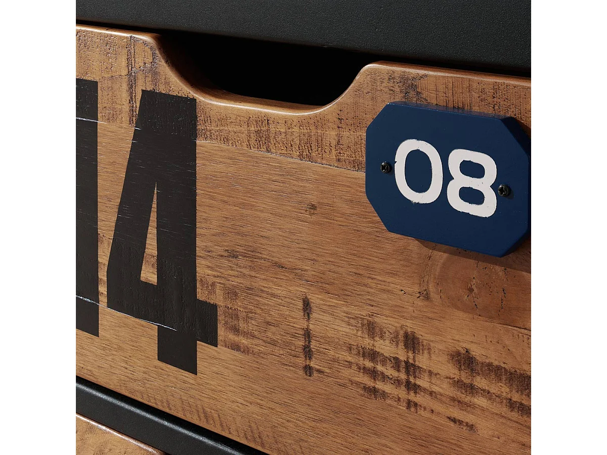 Commode 3 Tiroirs "Alex" 83cm Marron & Noir