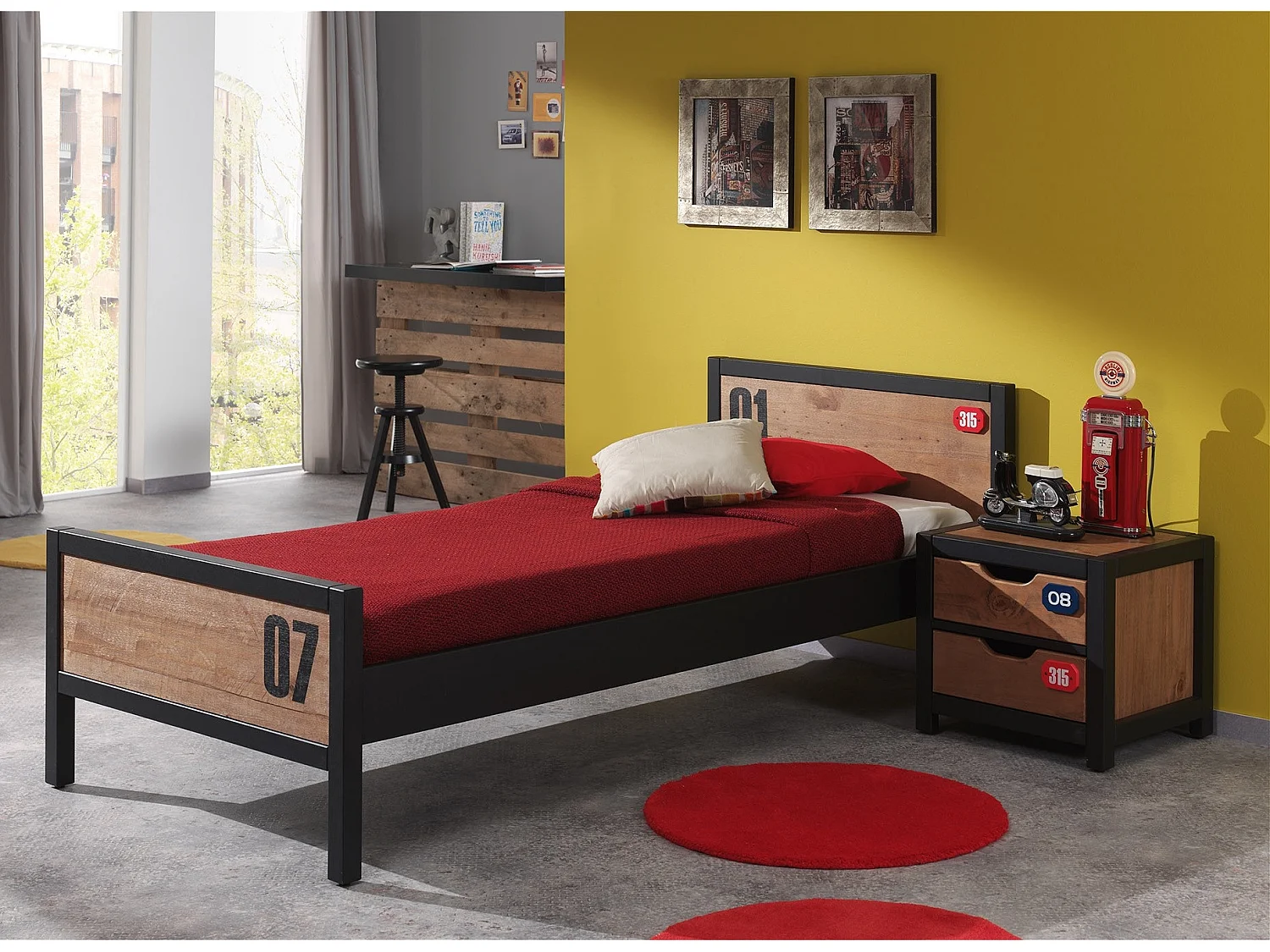 Commode 3 Tiroirs "Alex" 83cm Marron & Noir