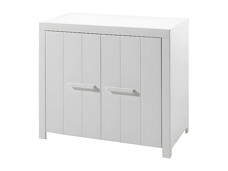 Commode Enfant en Bois 2 Portes "Erik" 100cm Blanc