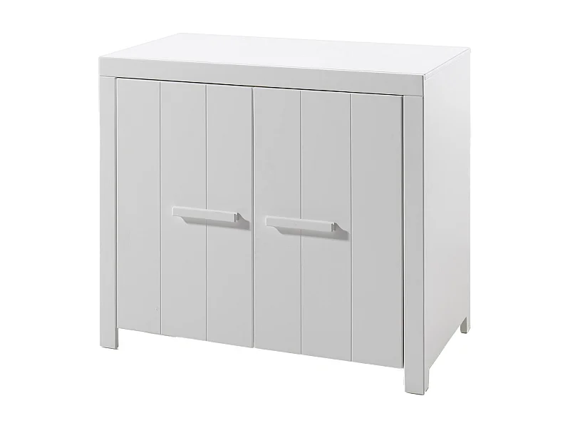 Commode Enfant en Bois 2 Portes "Erik" 100cm Blanc