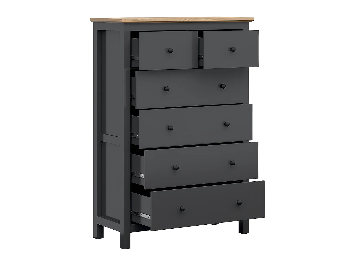 Duck 6-ladekast Houtskoolgrijs en hout