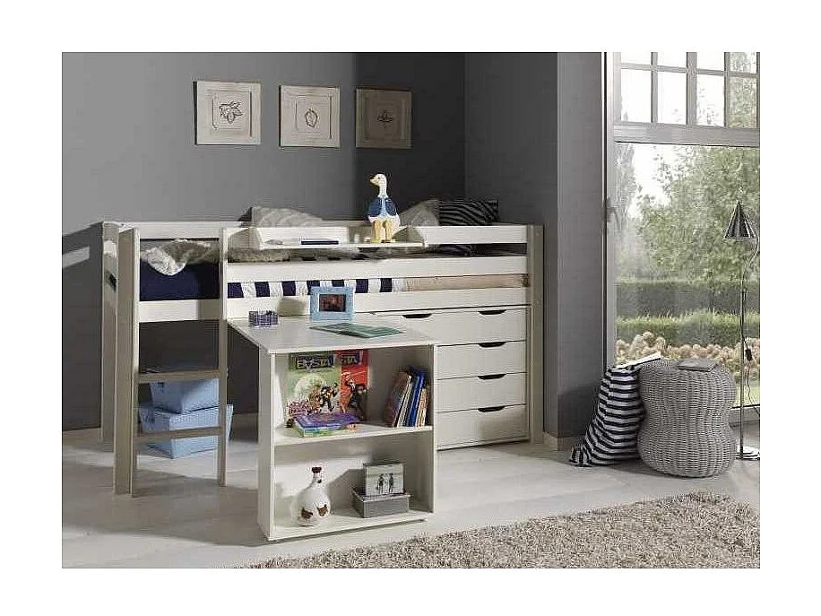 Commode 4 Tiroirs Enfant "Pino" 86cm Blanc