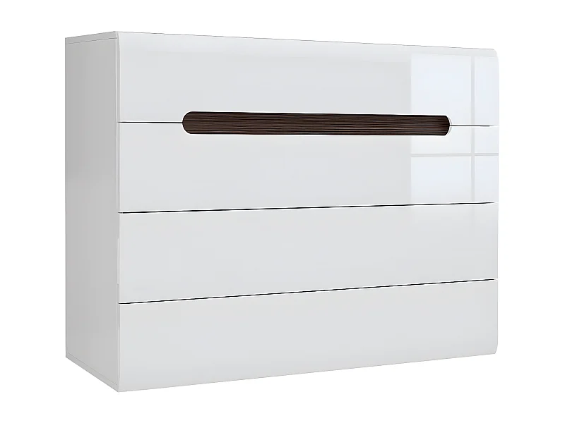 Commode 4 tiroirs Darrel Blanc laqué et Bois