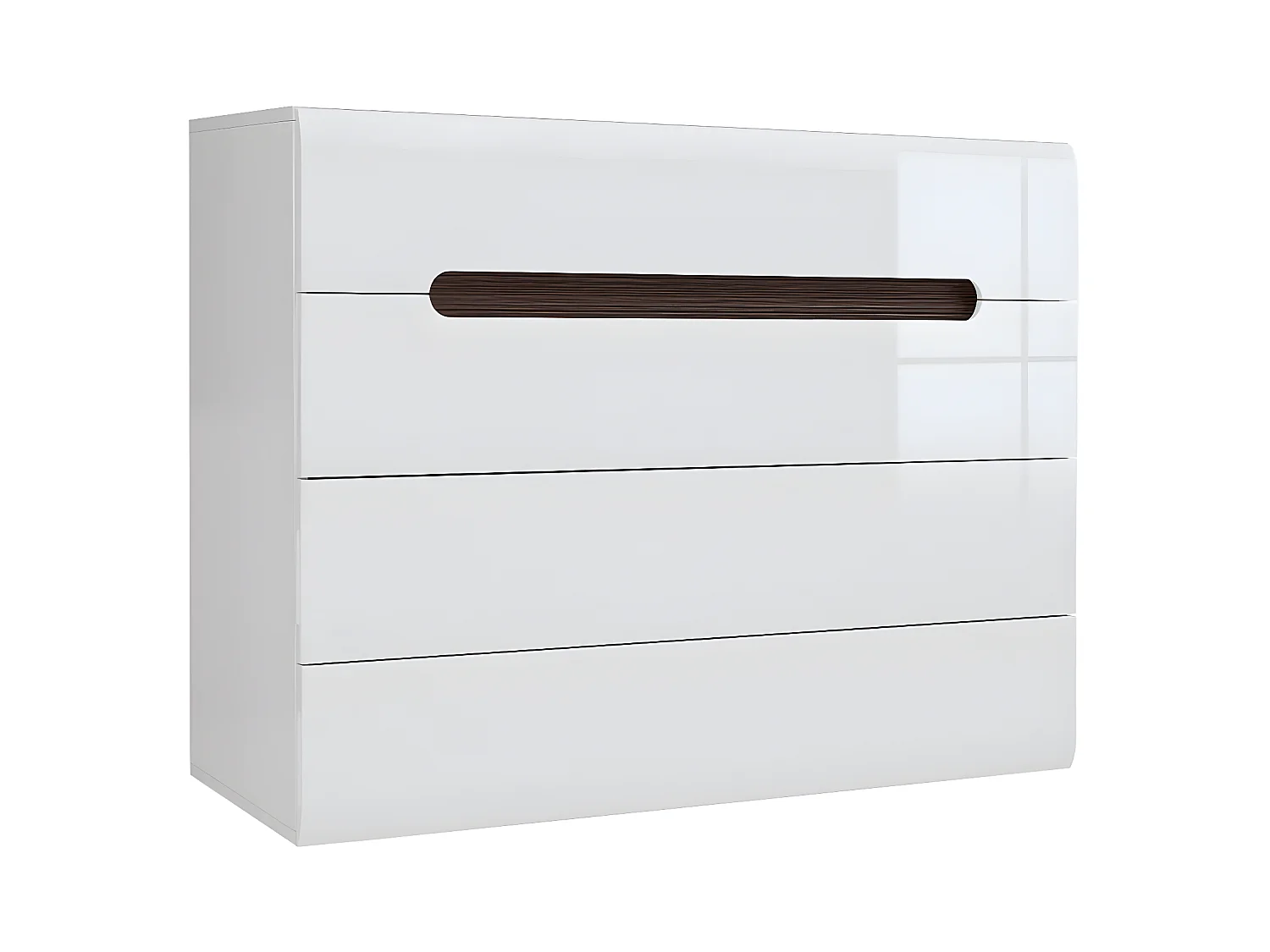 Commode 4 tiroirs Darrel Blanc laqué et Bois