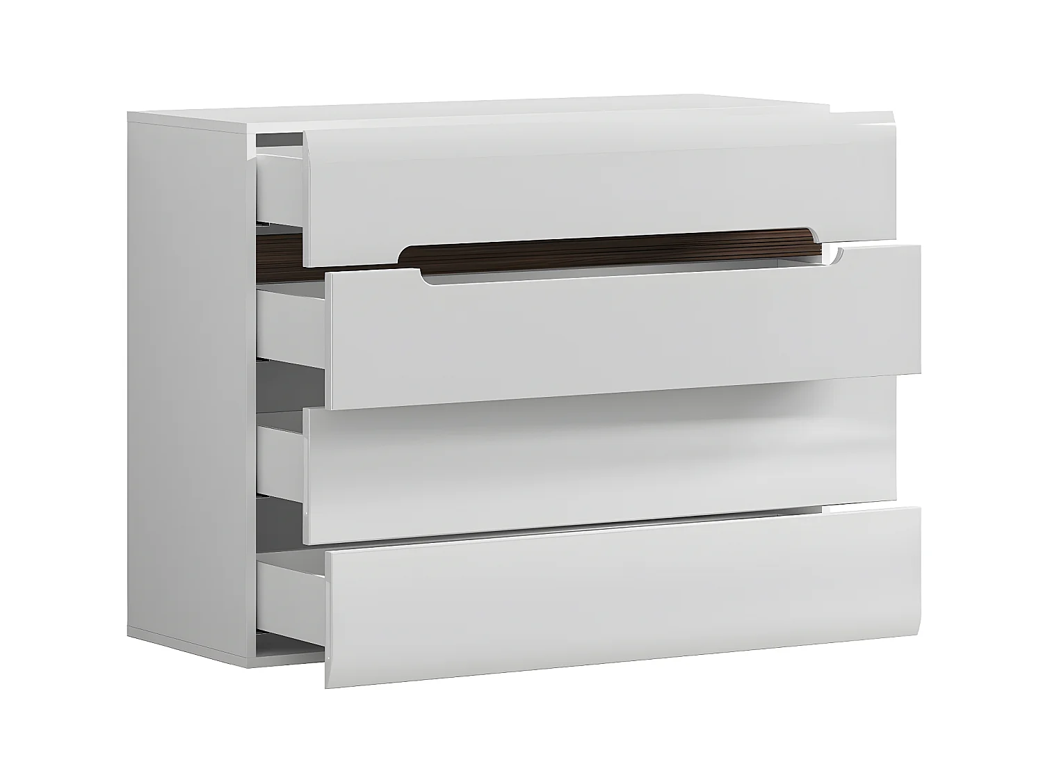 Commode 4 tiroirs Darrel Blanc laqué et Bois