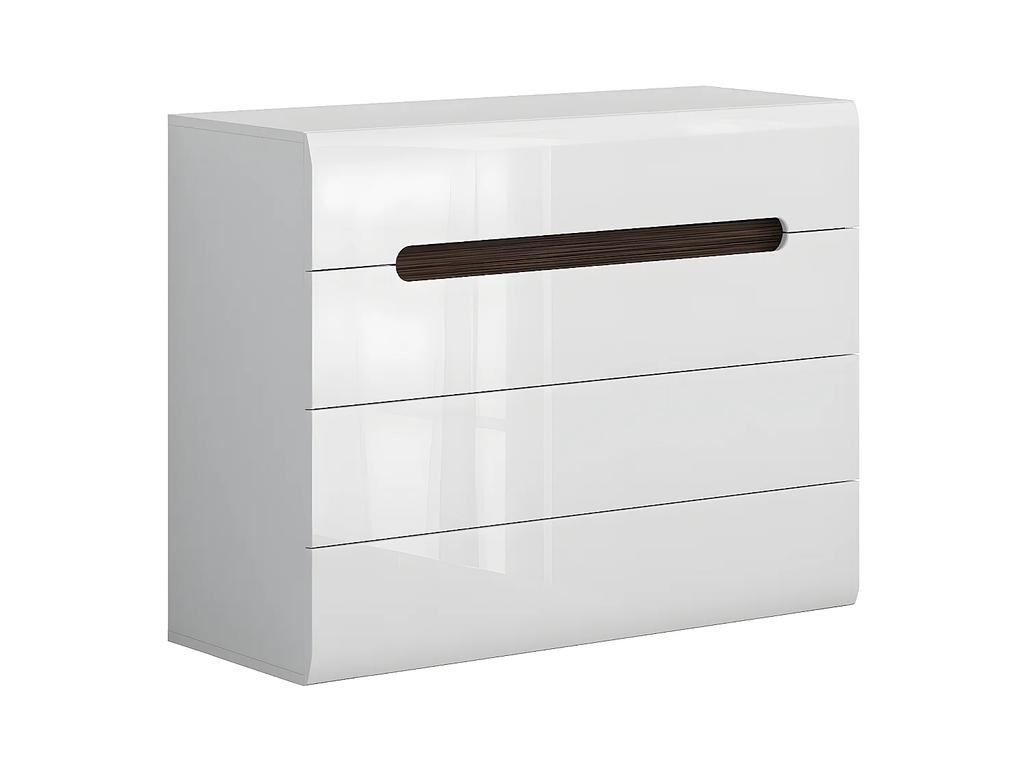 Commode 4 tiroirs Darrel Blanc laqué et Bois