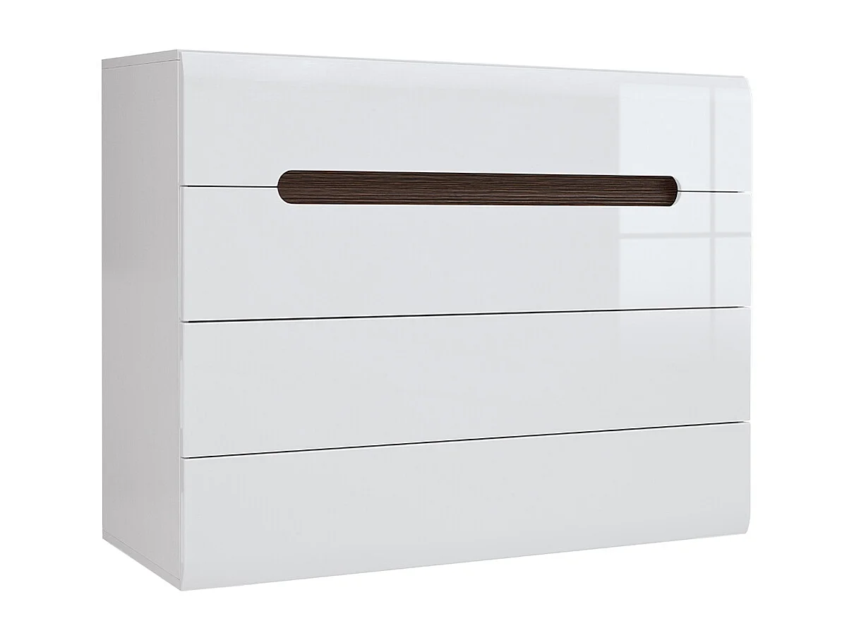 Commode 4 tiroirs Darrel Blanc laqué et Bois